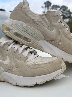 Nike Beige Suede and Mesh Air Max Sneakers